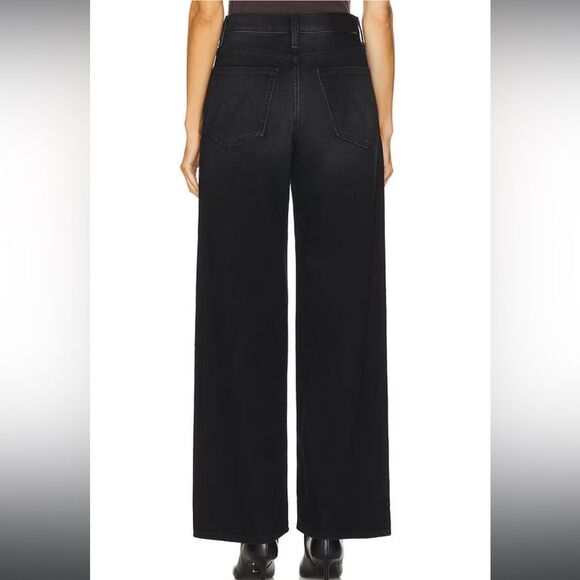 NWT MOTHER Women's The Spinner Zip Sneak Wide Leg Jeans In Magic Black Size 28 - Picture 3 of 16